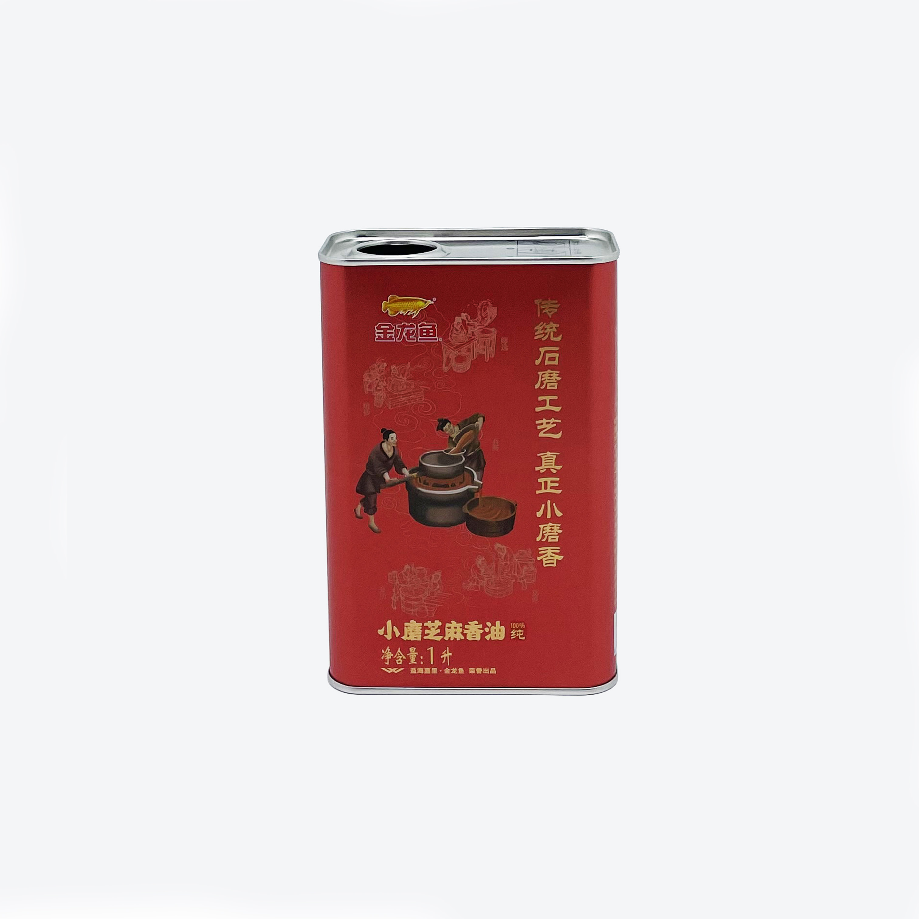 1L小磨芝麻香油方形铁瓶